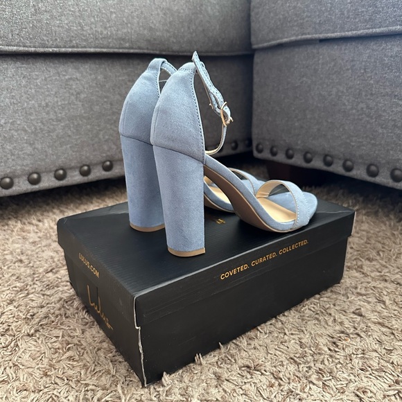 Lulus Taylor Blue Suede Ankle Strap Heels - Picture 3 of 3